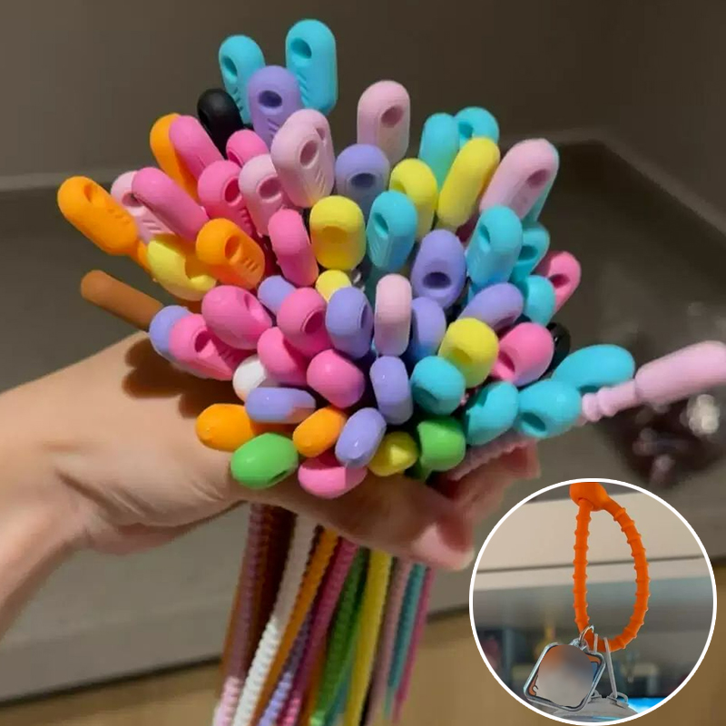 Gear Tie Reusable - 200개/세트 실리콘 재사용 가능 가방끈 키체인
