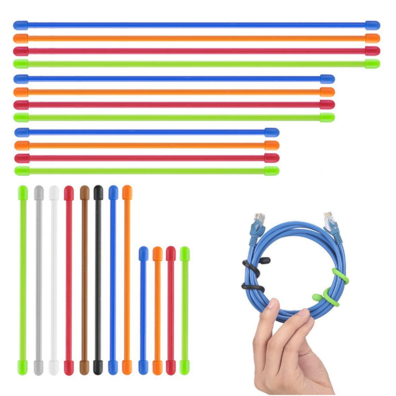 Gear Tie Reusable - 5PCS 실리콘 지퍼 타이, 스틸 코어