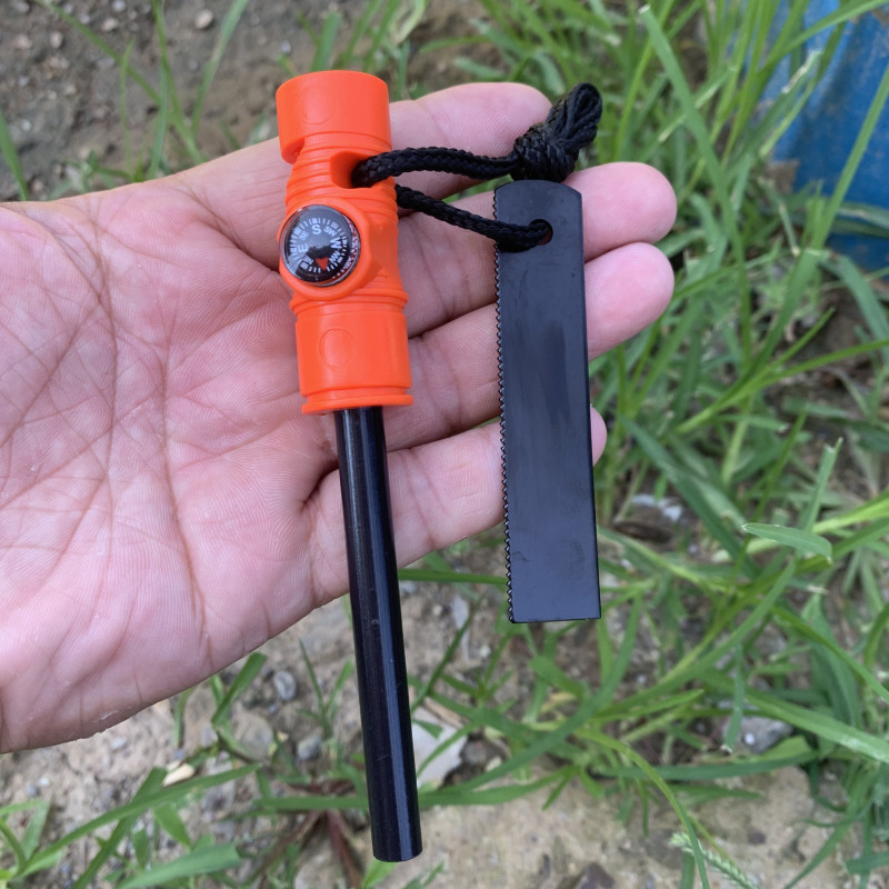 Ferro Rod Striker - 생존자용 롱 스타일 3-in-1 마그네슘 막대