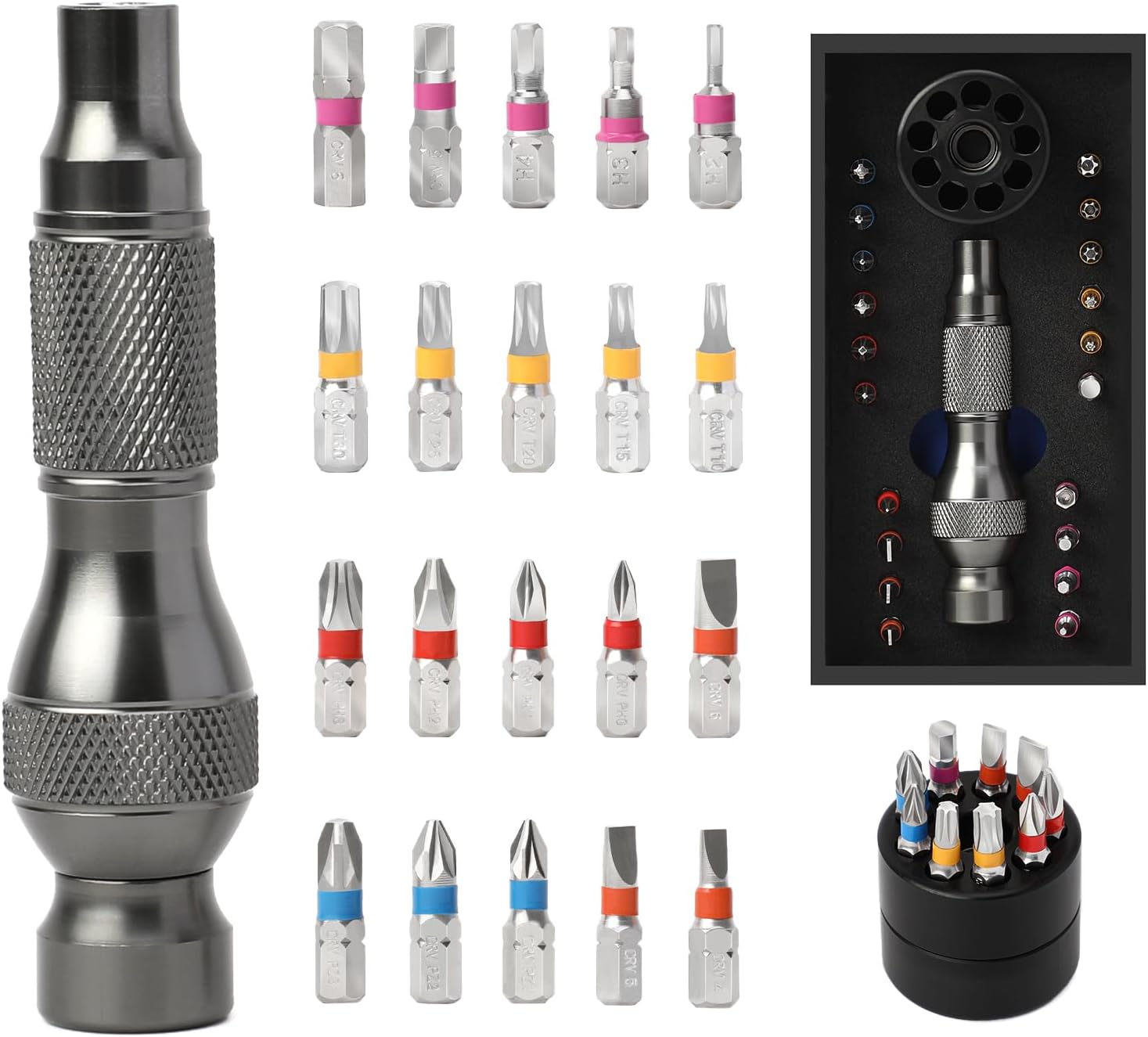 Micro Screwdriver Kit - 유니버설 22-in-1 정밀 드라이버 비트 세트(360도