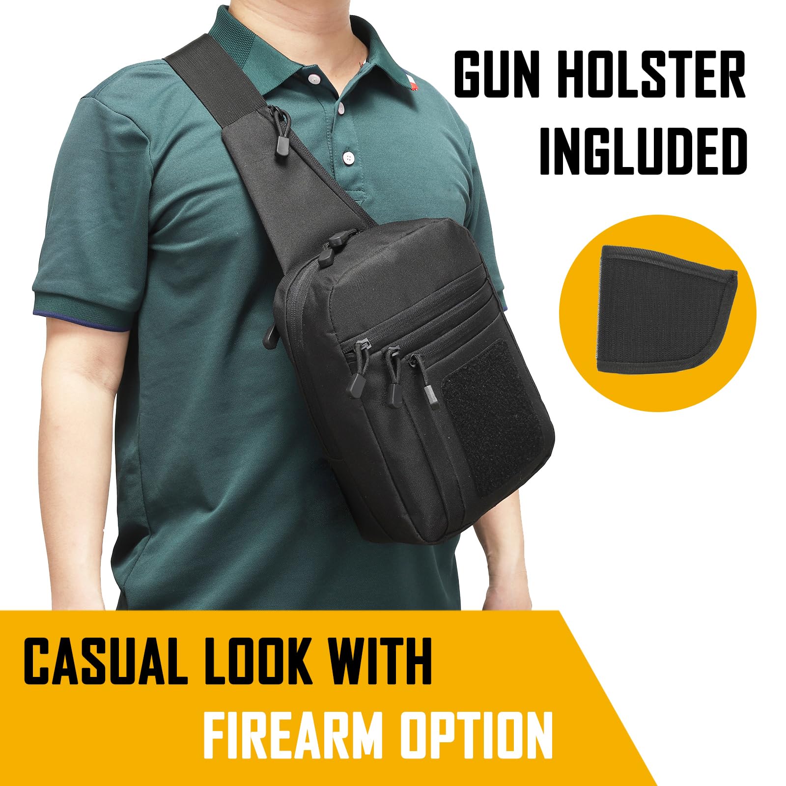 Edc Carry Gun - 남성용 은닉 휴대 크로스바디 백, CCW